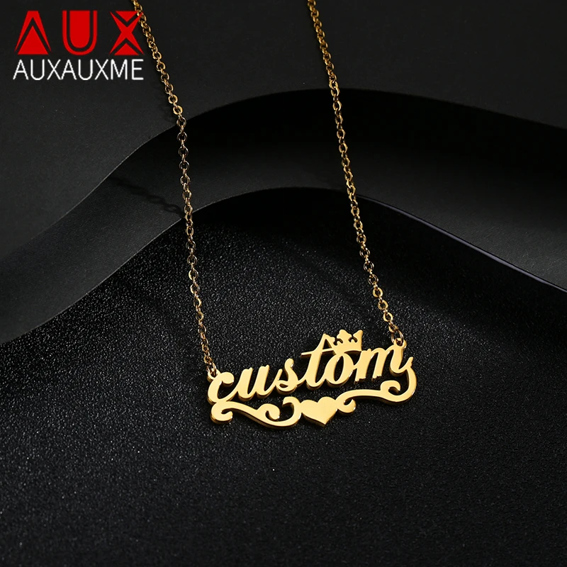 Auxauxme Custom Name Crown Heart Necklace Stainless Steel Personalized Nameplate for Women Birthday Jewelry Gifts
Auxauxme Custom Name Crown Heart Necklace Stainless Steel Personalized Nameplate for Women Birthday Jewelry Gifts