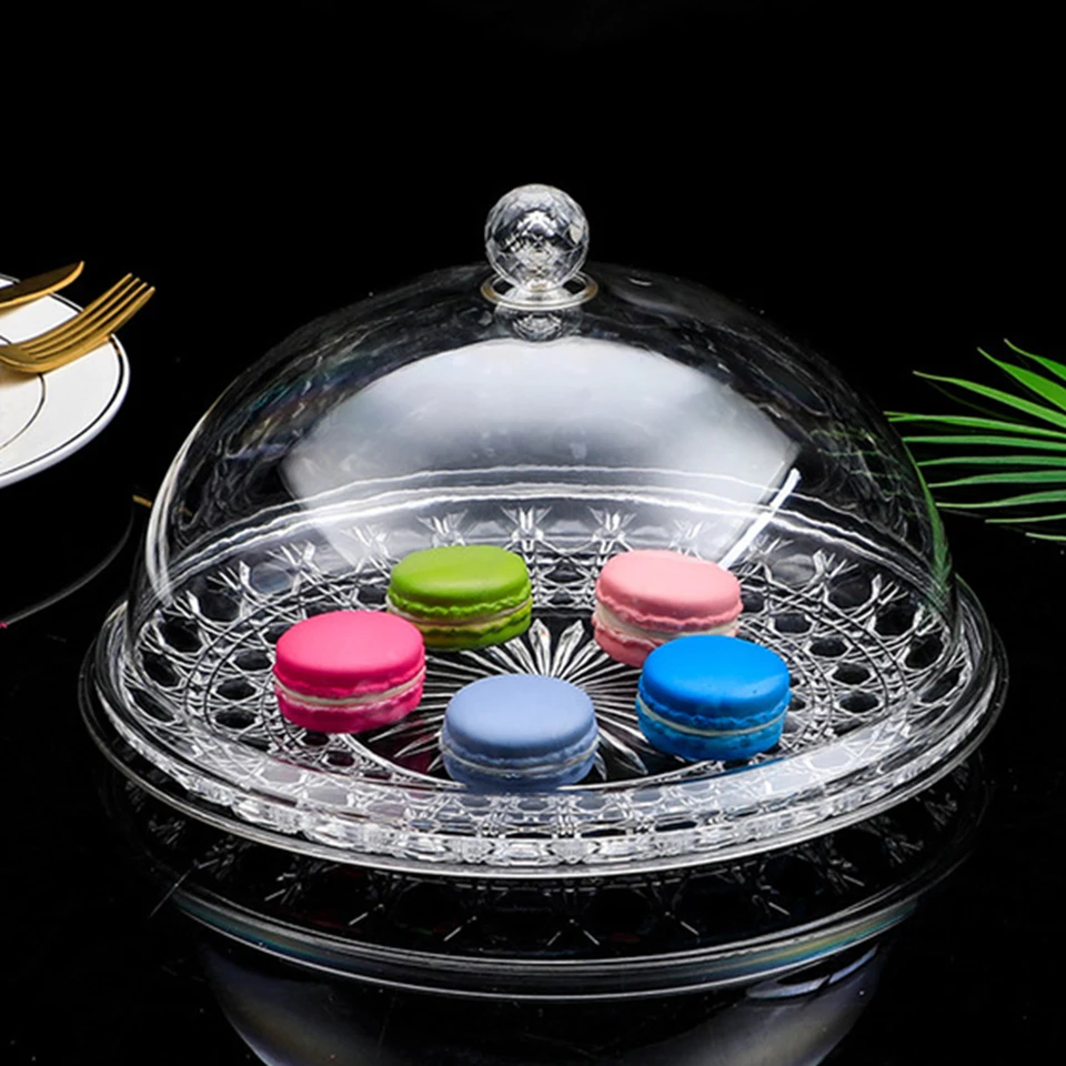 Description Picture 5 of itemVarious Sizes Cake Stand With Cover Food Grade Acrylic Transparent Round Fruit Plate Lid Wedding Birthday Party Macaron Dish
