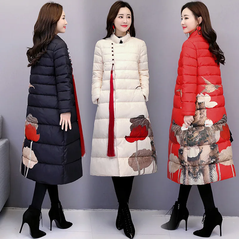 Cotton-padded Clothes Women's 2018 New Style Winter Chinese-style Vintage Printed Chinese Costume Elegant Cotton Coat Chinese St 
Cotton-padded Clothes Women's 2018 New Style Winter Chinese-style Vintage Printed Chinese Costume Elegant Cotton Coat Chinese St
