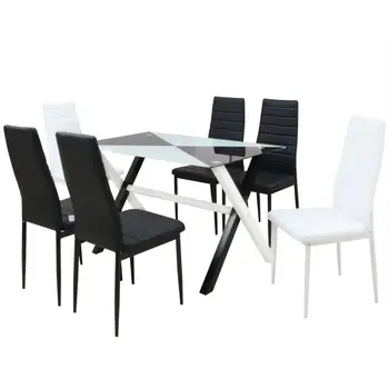 Tempered Glass Dinette Combination Modern Rectangular Home Dining Table Nordic Style Dinner Together 7 Pieces Black Modern
Tempered Glass Dinette Combination Modern Rectangular Home Dining Table Nordic Style Dinner Together 7 Pieces Black Modern