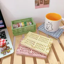 Storage-Box Carrying-Basket Desktop Folding Plastic Mini Storage-Box Carrying-Basket Desktop Folding Plastic Mini