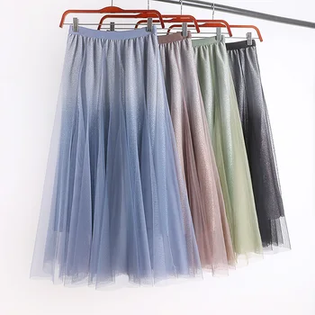 and winter new Korean style all-around high waist show thin medium length gradual shiny mesh skirt women's skirt 777
and winter new Korean style all-around high waist show thin medium length gradual shiny mesh skirt women's skirt 777