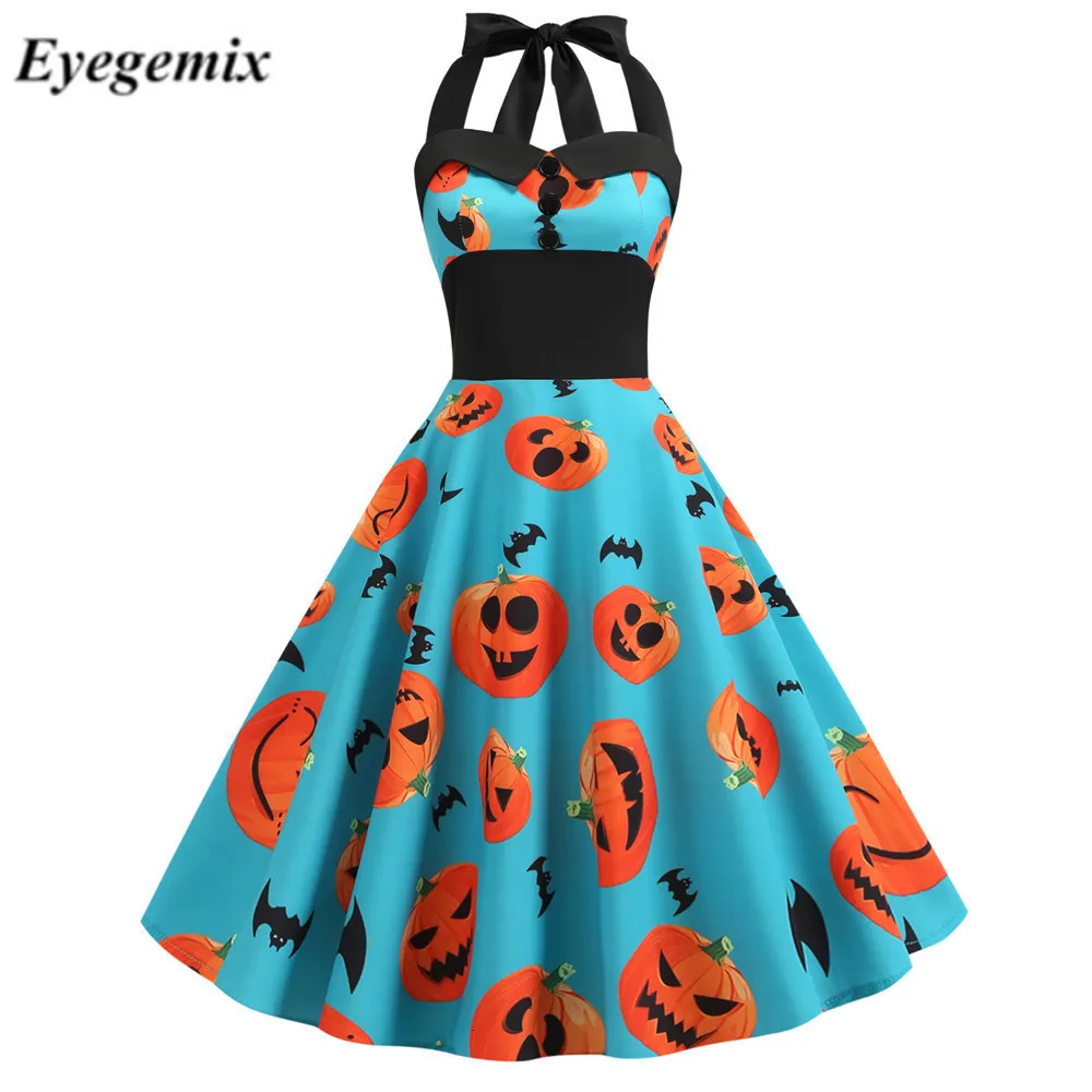 Sexy Halter Party Dress 2019 Skull Pumpkin Printed Halloween Dress Vintage Pinup Rockabilly Holidays Nightmare Before Christmas
Sexy Halter Party Dress 2019 Skull Pumpkin Printed Halloween Dress Vintage Pinup Rockabilly Holidays Nightmare Before Christmas