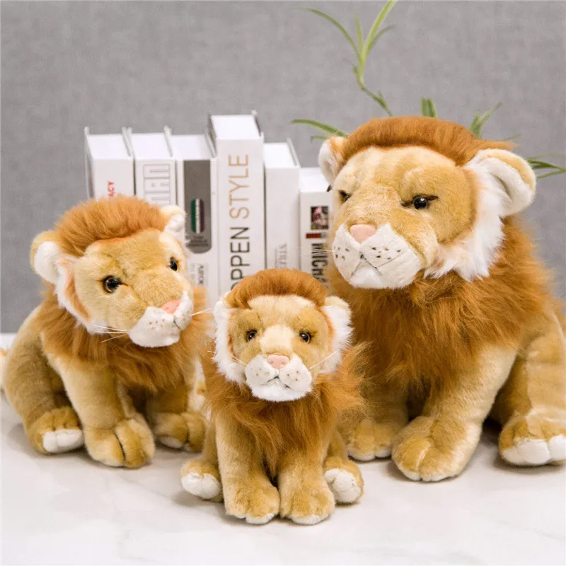 Cute Lifelike Lion Plush Stuffed Toys for Child Kid wild Grassland King Animal Doll Toy Birthday Gift Home Decoration Photo Prop | Игрушки и