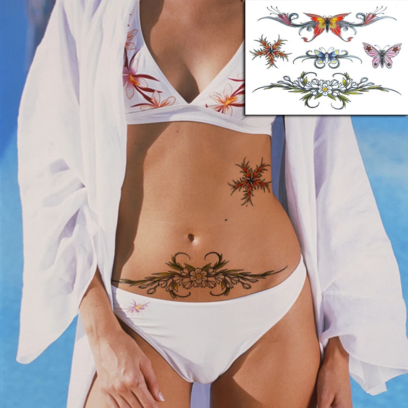Фото Временная татуировка сексуальные татуировки наклейки сексуальная роза венок в
