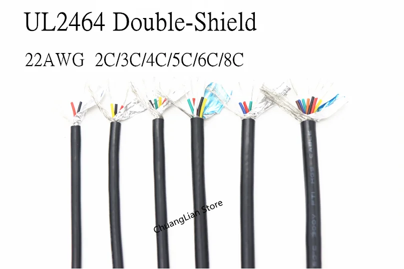 

1M 22AWG Shielded Wire Signal Cable 2 3 4 5 6 8 Core PVC Insulated Channel Audio Headphone Copper Control Sheathed Wire UL2464