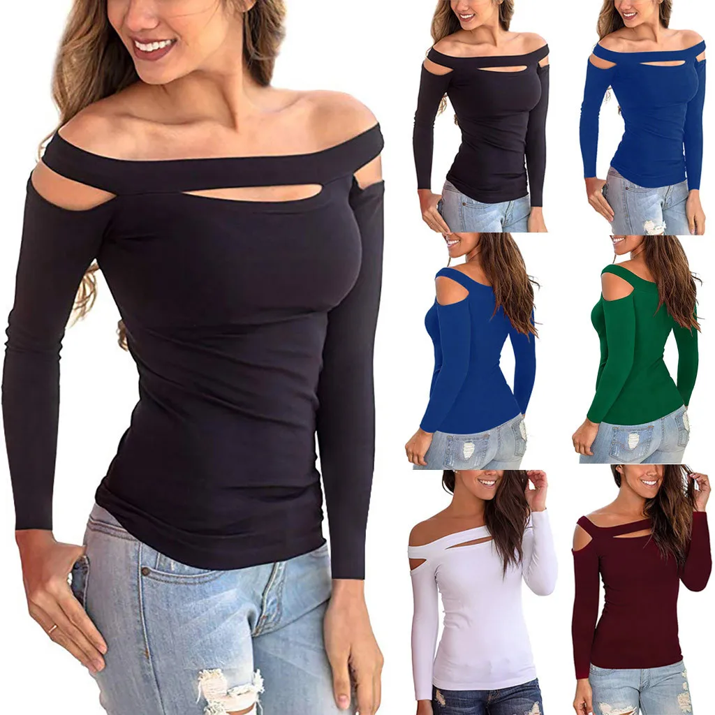 New Tshirt Women Fashion Casual Solid Off Shoulder Long Sleeve Tops Poleras Camiseta Mujer Top Women Harajuku T Shirt Haut Femme
New Tshirt Women Fashion Casual Solid Off Shoulder Long Sleeve Tops Poleras Camiseta Mujer Top Women Harajuku T Shirt Haut Femme