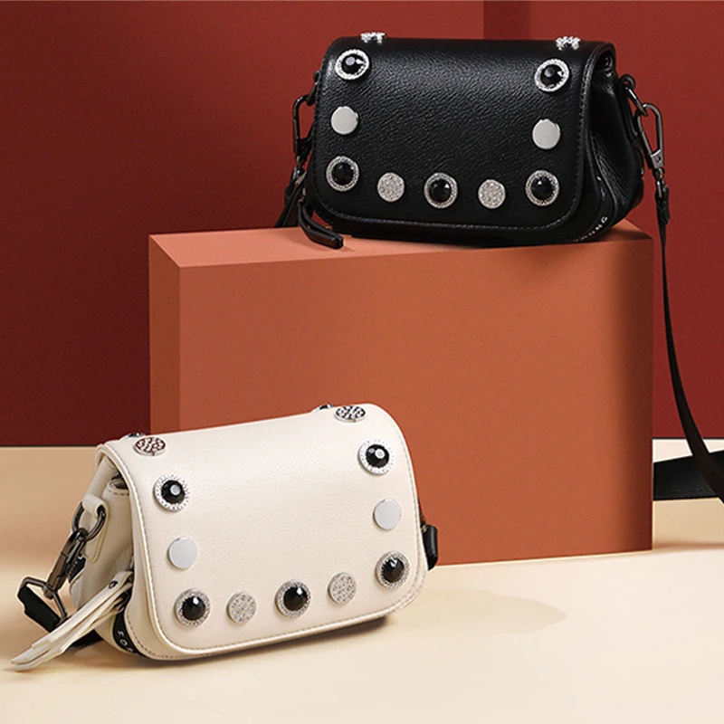 

Bags for Woman 2019 Detachable Strap Embellished Studs Shoulder Bag