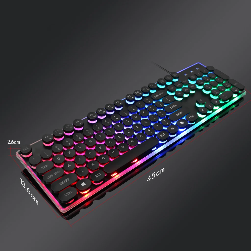 Mechanical Feeling Gaming Keyboard 104 Key USB Wired LED Illuminated Backlit Retro Style Mechanical Feeling Gaming Keyboard 104 Key USB Wired LED Illuminated Backlit Retro Style