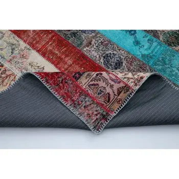 204x306 Cm Red Handmade Modern Patchwork Rug-7x10 Ft 
204x306 Cm Red Handmade Modern Patchwork Rug-7x10 Ft