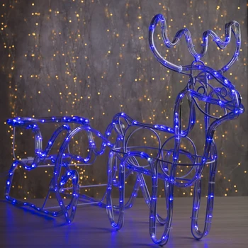 Dur figure "Deer with sleigh" O: 48x19x48cm, C: 42x23x48cm 216/36 LED, flickering, 220V BLUE-WHITE 2315102
Dur figure "Deer with sleigh" O: 48x19x48cm, C: 42x23x48cm 216/36 LED, flickering, 220V BLUE-WHITE 2315102