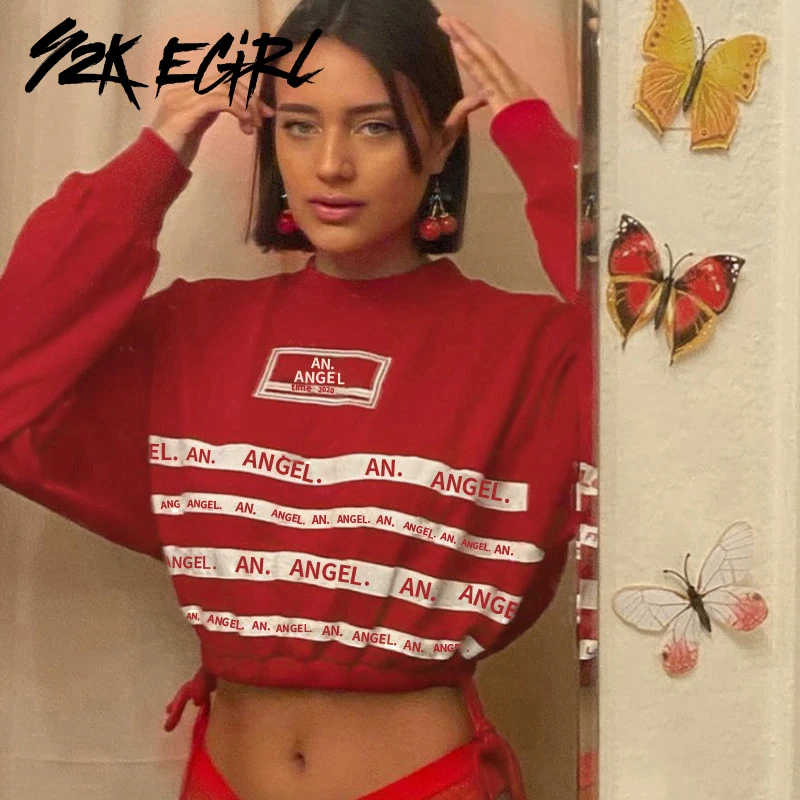 Y2K EGIRL Angel Letter Printing Turtleneck Drawstring Oversize Tops Punk Style Loosed Long Sleeve Cropped Tops Vintage Autumn
Y2K EGIRL Angel Letter Printing Turtleneck Drawstring Oversize Tops Punk Style Loosed Long Sleeve Cropped Tops Vintage Autumn