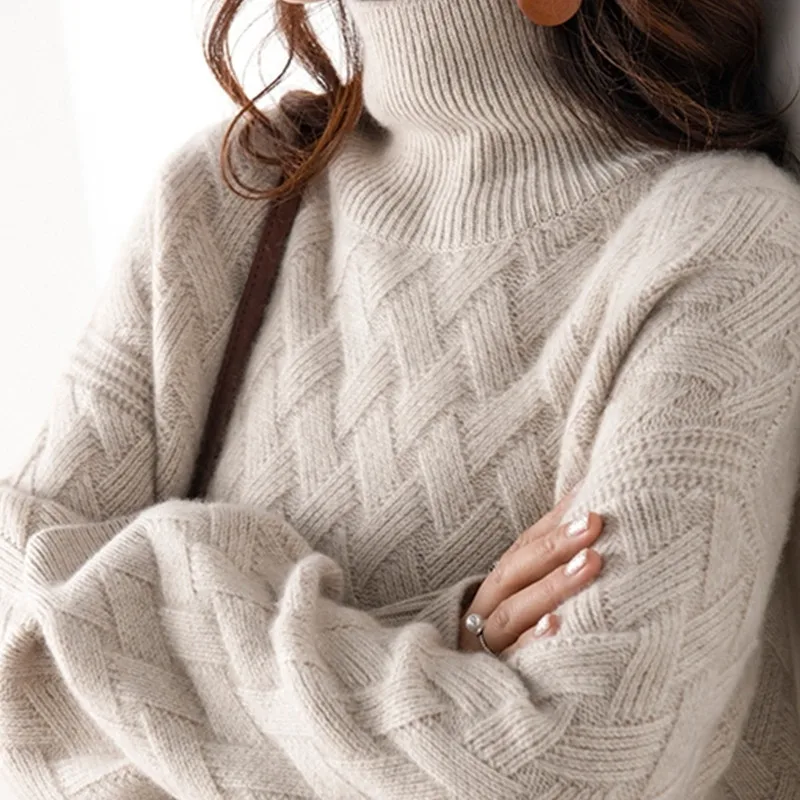 Autumn Winter Turtleneck Cashmere Sweater Woman 2021 New Knit Languid Large Size Loose Thick Pullover Shirts 100%Wool Top Jacket
Autumn Winter Turtleneck Cashmere Sweater Woman 2021 New Knit Languid Large Size Loose Thick Pullover Shirts 100%Wool Top Jacket