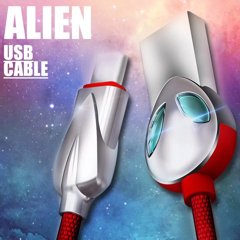 2.1A Smart Charging USB Cable Alien Fashion Outlook IOS USB Charger Type C Data Charging Cable Cord For Samsung Huawei Xiaomi
2.1A Smart Charging USB Cable Alien Fashion Outlook IOS USB Charger Type C Data Charging Cable Cord For Samsung Huawei Xiaomi