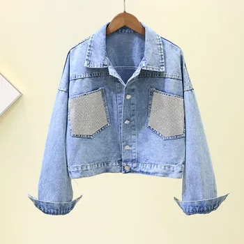 2020 Spring New Harajuku Vintage Jeans Jacket Ladies Loose Long sleeve Diamonds Denim Jackets Women Basic Outerwear Streetwear 
2020 Spring New Harajuku Vintage Jeans Jacket Ladies Loose Long sleeve Diamonds Denim Jackets Women Basic Outerwear Streetwear