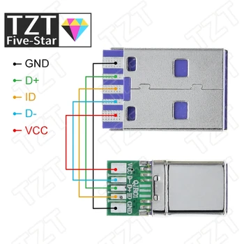1Set PD Fast Charge Type-C USB 65W 5A Male Connector Welding With 5Pin PCB + Type A Male 5Pin USB DIY OTG Data Charge DIY KIT
1Set PD Fast Charge Type-C USB 65W 5A Male Connector Welding With 5Pin PCB + Type A Male 5Pin USB DIY OTG Data Charge DIY KIT