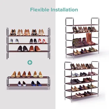Simple Assembly 5 Tiers Non-woven Fabric Shoe Rack with Handle Dark Brown Built-in handle Storage Organizer Cover Cabinet Shelf
Simple Assembly 5 Tiers Non-woven Fabric Shoe Rack with Handle Dark Brown Built-in handle Storage Organizer Cover Cabinet Shelf