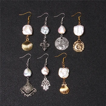 Golden Eardrop Natural Pearl Earrings For Women Jewely Metal Shell Pendant Flat Freshwater Pearl Long Earrings for Female Gifts
Golden Eardrop Natural Pearl Earrings For Women Jewely Metal Shell Pendant Flat Freshwater Pearl Long Earrings for Female Gifts