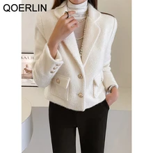 QOERLIN Notched Single-Breasted Blazer Women Black Jacket Coat Wool Full Sleeve Slim Fit Fall Winter Coat Elegant Office Blazer 
QOERLIN Notched Single-Breasted Blazer Women Black Jacket Coat Wool Full Sleeve Slim Fit Fall Winter Coat Elegant Office Blazer