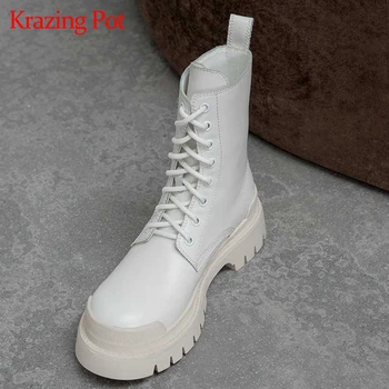 Krazing pot genuine leather round toe keep warm platform increased mature style med heels handsome superstar ankle boots L73
Krazing pot genuine leather round toe keep warm platform increased mature style med heels handsome superstar ankle boots L73