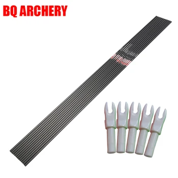 

12pcs Archery Pure Carbon Arrows Shaft Spine400-1000 ID4.2mm and 12pcs Arrow White Nock for Recurve Compound Bow Shooting