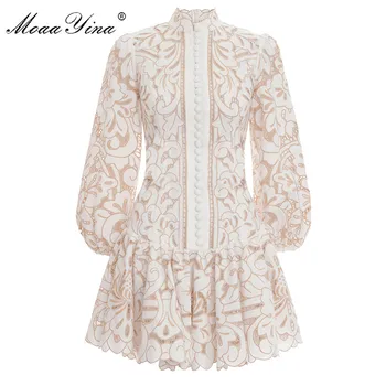 MoaaYina Fashion Designer dress Spring Women's Dress Stand collar Lantern sleeve Embroidery Dresses
MoaaYina Fashion Designer dress Spring Women's Dress Stand collar Lantern sleeve Embroidery Dresses
