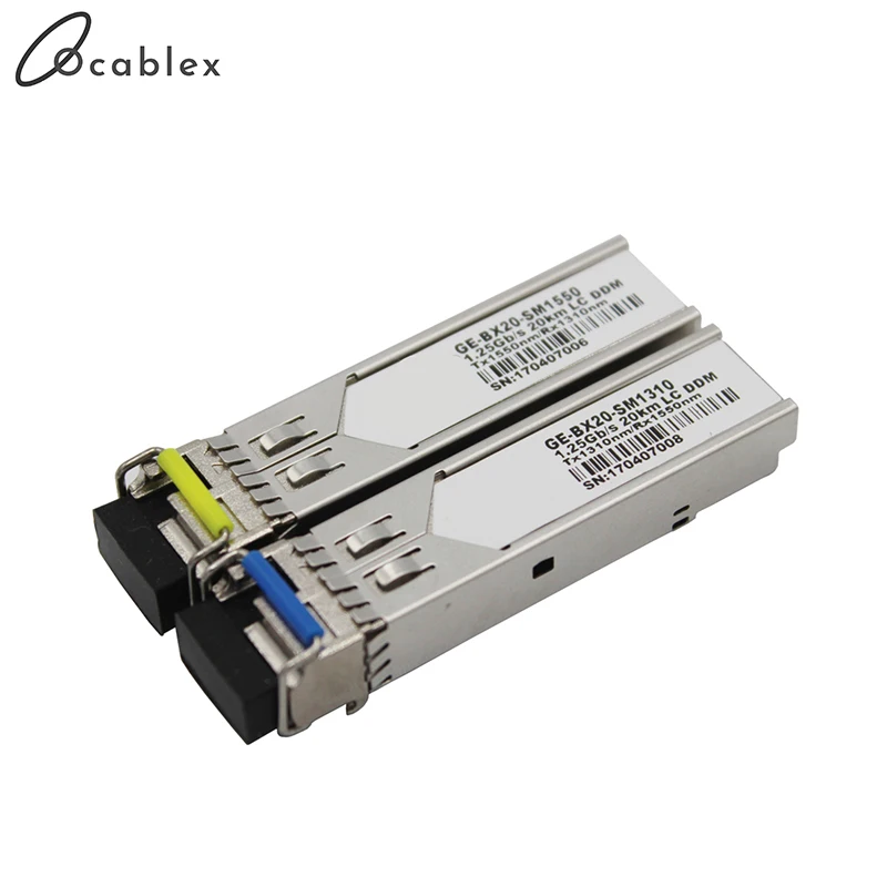 1.25Gb/s Gigabit 20km SFP Module Mini BIDI Fiber Optic Transceiver Single Fiber SM 1310nm/1550nm LC 20km
1.25Gb/s Gigabit 20km SFP Module Mini BIDI Fiber Optic Transceiver Single Fiber SM 1310nm/1550nm LC 20km
