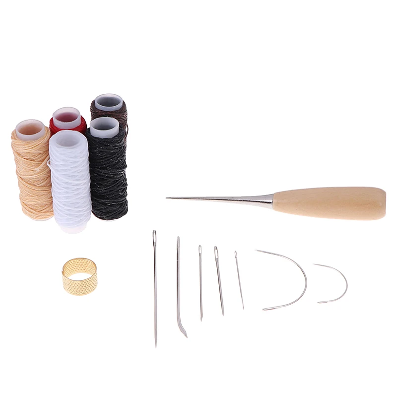 14Pcs Leather Craft Tool Waxed Thread Cord Sewing Needles Shoe Repair Kit TZCWF