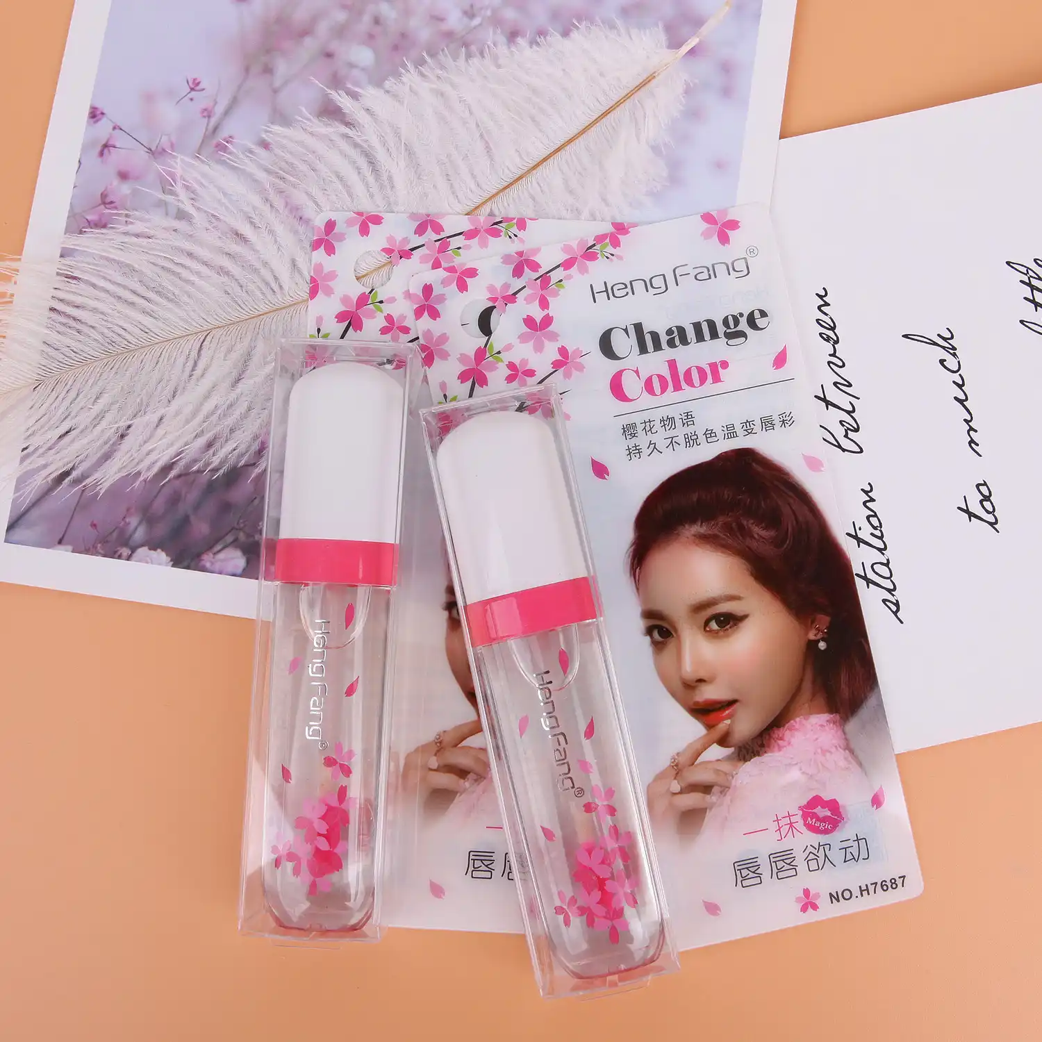 lovely pink change color lip gloss transparent long lasting make