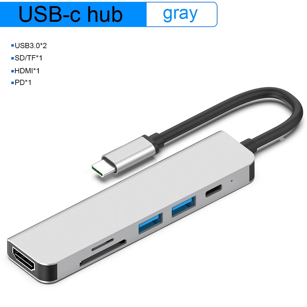 Portable USB 3.0 High Speed Ports Type-C Hub Usb-C to 4K 30HZ HD Laptop PD Charging SD &TF Card Reader for MacBook Pro
Portable USB 3.0 High Speed Ports Type-C Hub Usb-C to 4K 30HZ HD Laptop PD Charging SD &TF Card Reader for MacBook Pro