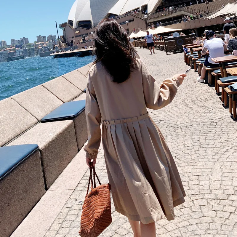 Qun bai shi Khaki Trench Coat Women's Mid-length 2019 Autumn New Style Single Breasted Peter Pan Collar Short-height Light Jacke
Qun bai shi Khaki Trench Coat Women's Mid-length 2019 Autumn New Style Single Breasted Peter Pan Collar Short-height Light Jacke