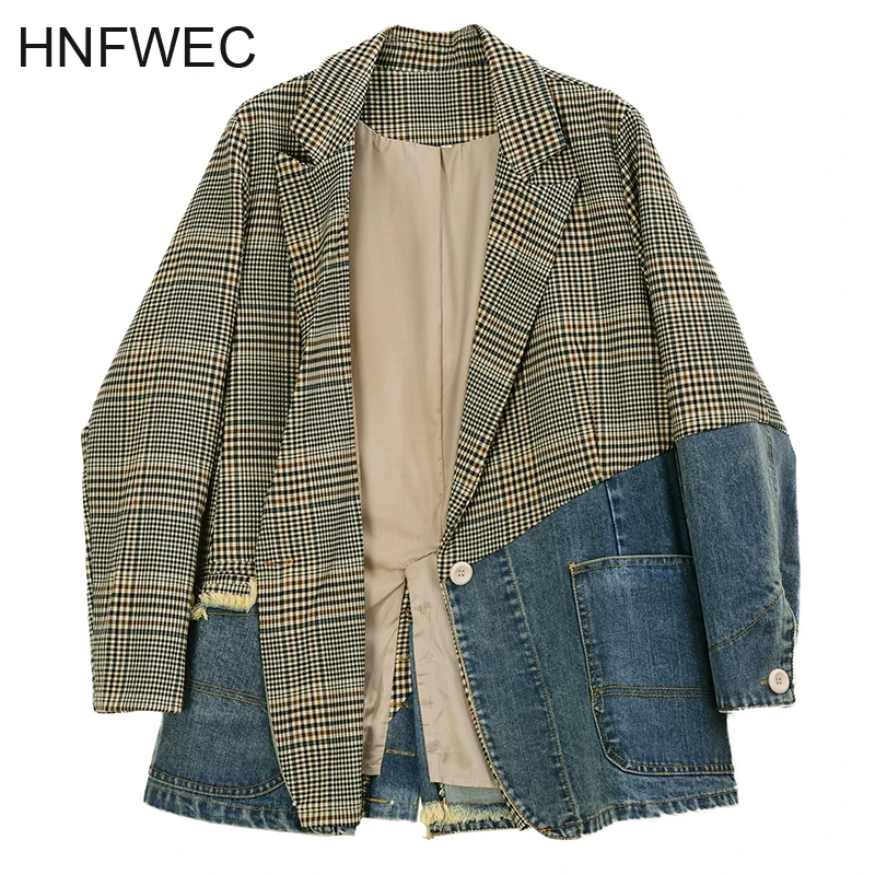 Women Blue Plaid Denim Temperament Blazer New Lapel Long Sleeve Loose Fit Jacket Fashion Tide Spring Autumn 2020 V894
Women Blue Plaid Denim Temperament Blazer New Lapel Long Sleeve Loose Fit Jacket Fashion Tide Spring Autumn 2020 V894