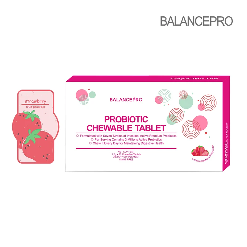 Hot Sell! Balancepro Strawberry Fruit Powder Probiotics Chewable Tablet Digestive support to keep your body health Loss Weight
Hot Sell! Balancepro Strawberry Fruit Powder Probiotics Chewable Tablet Digestive support to keep your body health Loss Weight
