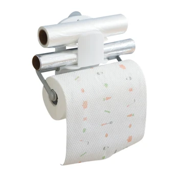 

Wall Mounted Plastic Toilet Paper Roll Holder Magnet Towel Rack Plastic Wrap Storage Rack Kitchen Bathroom AccessoriesNew Q