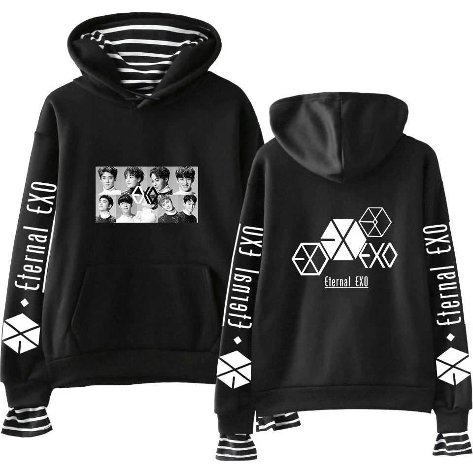 New Arrival 2019 Exo Hoodie False Two Pieces Stripe Pullover loose Long Sleeve Streetwear Kpop Trend Young Fashion Hoodies
New Arrival 2019 Exo Hoodie False Two Pieces Stripe Pullover loose Long Sleeve Streetwear Kpop Trend Young Fashion Hoodies