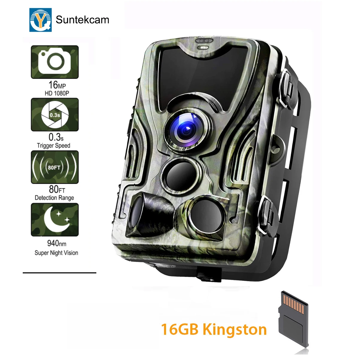 Suntekcam HC 801A 2019 новые охотничьи Камера 16MP 64 GB Trail IP65 фото ловушки 0 3 s Время
