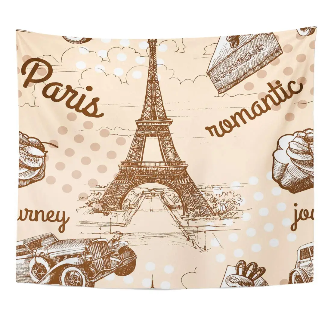 Romantic Rose Paris City French Love Heart Word Lifestyle France Europe Tapestry Home Decor Wall Hanging for Living Room Bedroom | Дом и сад