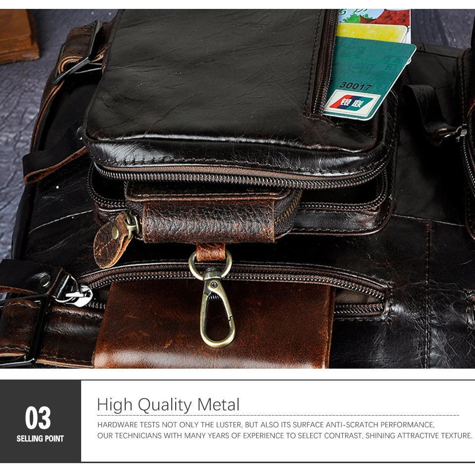 Fashion Men Thick Natural Leather Antique Design Business Travel