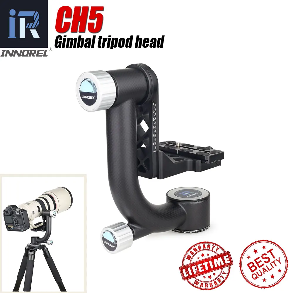 INNOREL CH5 Tripod Head QR Plate Carbon Fiber Gimbal for Telephoto Lens 720°Rotation High Precision CNC
INNOREL CH5 Tripod Head QR Plate Carbon Fiber Gimbal for Telephoto Lens 720°Rotation High Precision CNC