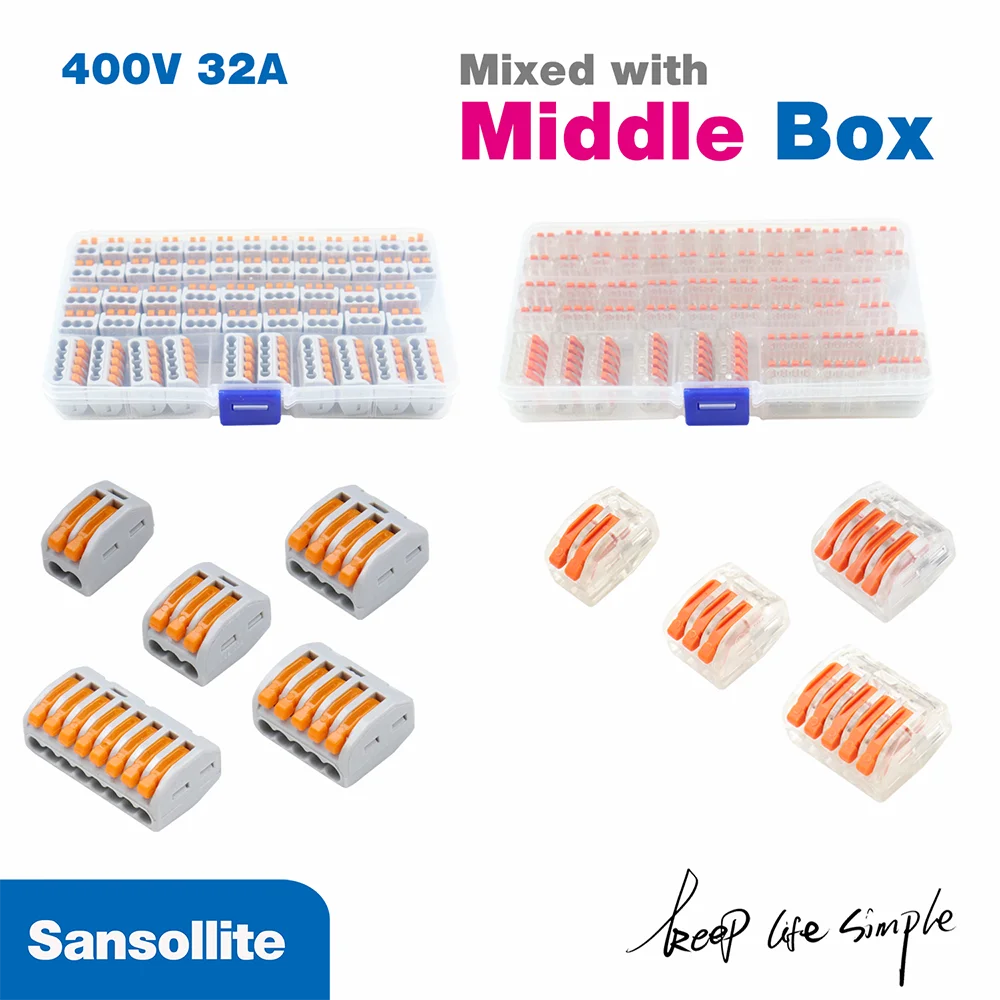 Mixed quick terminal block with box fast install wire connector for all conductor types Max 12AWG cable connectors
Mixed quick terminal block with box fast install wire connector for all conductor types Max 12AWG cable connectors