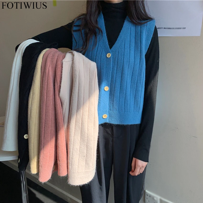 Autumn Sweater Vest Women V-neck Button Knitted Sweater Coat Waistcoat Sleeveless Korean Fashion Crop Tops Pullover Outwear
Autumn Sweater Vest Women V-neck Button Knitted Sweater Coat Waistcoat Sleeveless Korean Fashion Crop Tops Pullover Outwear