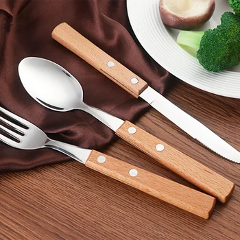 Set of 4 Pieces of Wooden Handles Stainless Steel Party Dinner Spoons Fruit Fork Cutlery Round Handle Cutlery
Set of 4 Pieces of Wooden Handles Stainless Steel Party Dinner Spoons Fruit Fork Cutlery Round Handle Cutlery