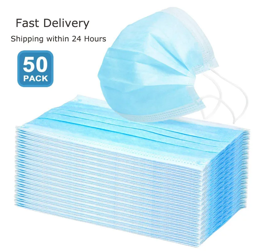 50psc Disposable Masks 3-layer Filter Dustproof Non-woven Masks Soft Breathable Anti Flu Hygiene Face Mask Fast Delivery
50psc Disposable Masks 3-layer Filter Dustproof Non-woven Masks Soft Breathable Anti Flu Hygiene Face Mask Fast Delivery
