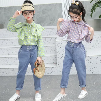 Children's Clothing Suit Autumn New 2020 Kids Girls Korean Style Long-sleeved Print lattice Shirt + Denim Pants 2PCS Sets
Children's Clothing Suit Autumn New 2020 Kids Girls Korean Style Long-sleeved Print lattice Shirt + Denim Pants 2PCS Sets