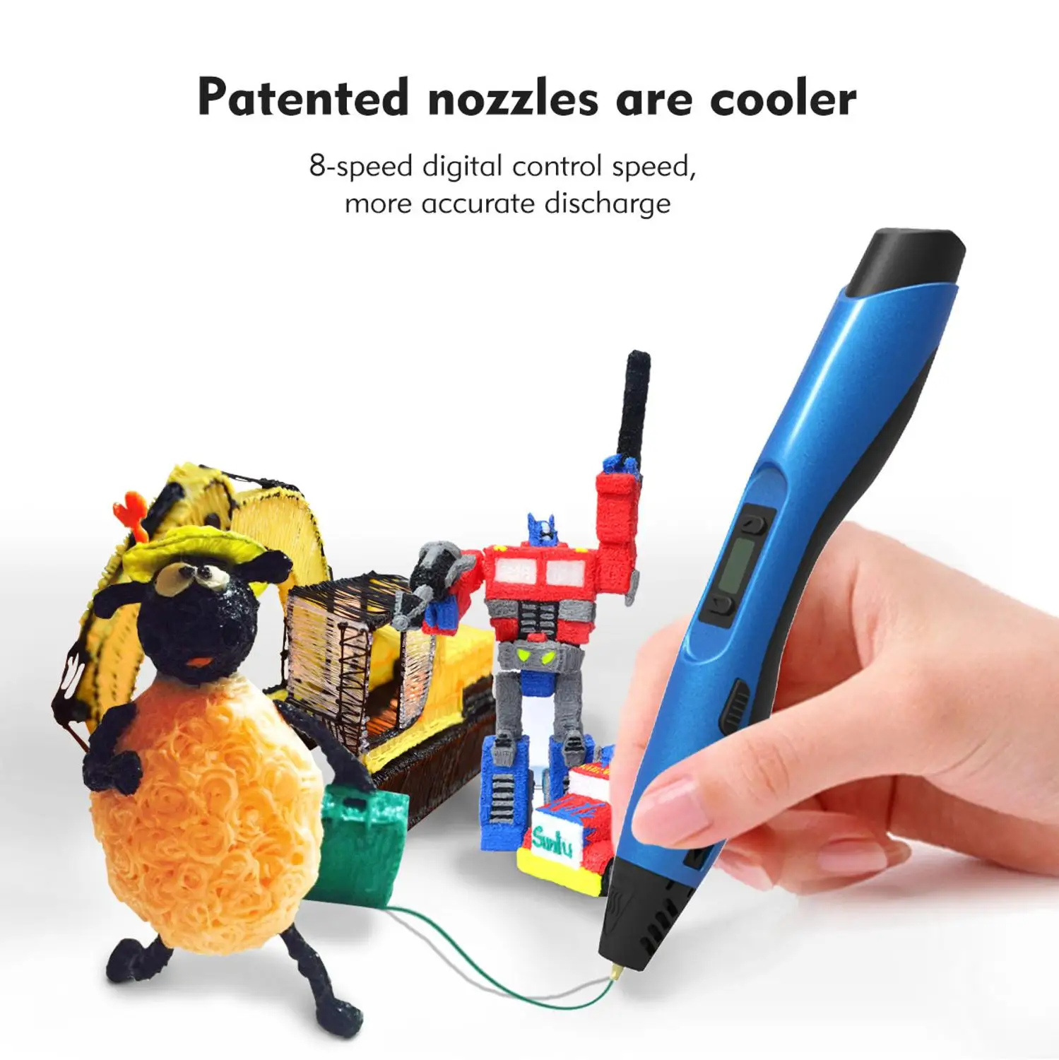 SUNLU 3D Pen SL300 Intelligent 3D Printing Pen LCD Screen Painting PLA/ABS Filament Creative Tool Blue color 3d pen penna 3d
SUNLU 3D Pen SL300 Intelligent 3D Printing Pen LCD Screen Painting PLA/ABS Filament Creative Tool Blue color 3d pen penna 3d