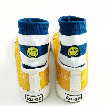 Cotton color striped smiley face lady tube socks pile pile socks happy funny socks women socks
Cotton color striped smiley face lady tube socks pile pile socks happy funny socks women socks