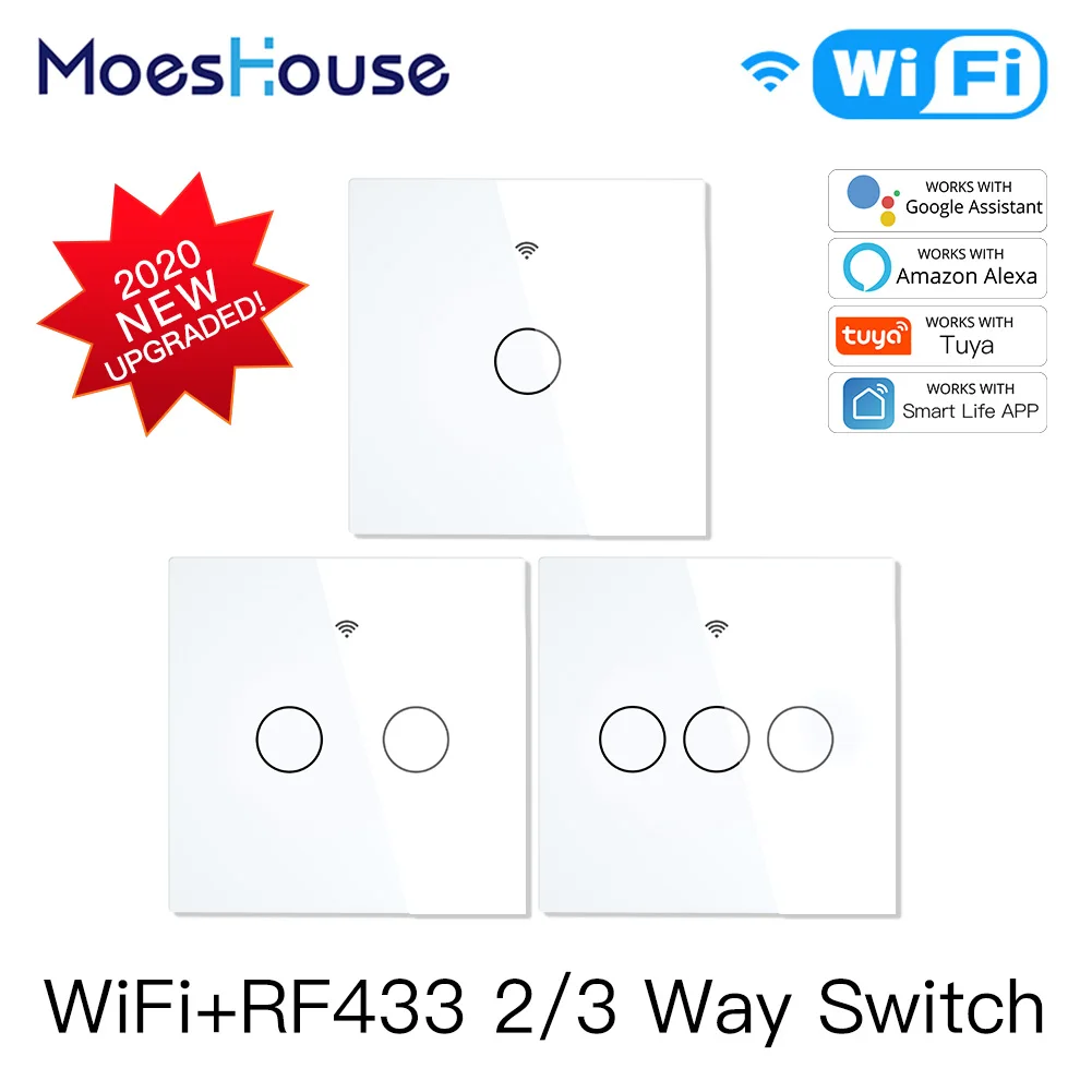 2020 NEW WiFi RF433 Smart Touch Switch 2/3 Way Smart Life/Tuya App Control,Alexa Google Home Voice Control 1/2/3 Gang EU
2020 NEW WiFi RF433 Smart Touch Switch 2/3 Way Smart Life/Tuya App Control,Alexa Google Home Voice Control 1/2/3 Gang EU