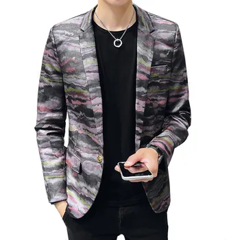 Men's blazer fashion slim one button creative print high quality suit jacket Korean version of the men's trend design blazer
Men's blazer fashion slim one button creative print high quality suit jacket Korean version of the men's trend design blazer