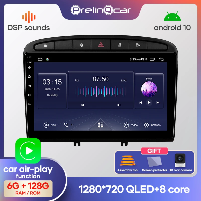 4G Lte Android 10 0 Автомобильный мультимедийный навигатор GPS-плеер для peugeot RCZ 408 308 2007 08 09