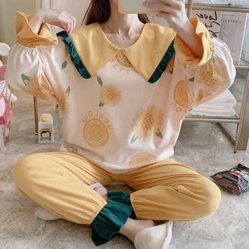 Loose Version Pajamas Women Sleepwear Col Claudine Cotton Spring Fall Pyjamas Plus Size XXL Pullover Cartoon Nighty
Loose Version Pajamas Women Sleepwear Col Claudine Cotton Spring Fall Pyjamas Plus Size XXL Pullover Cartoon Nighty